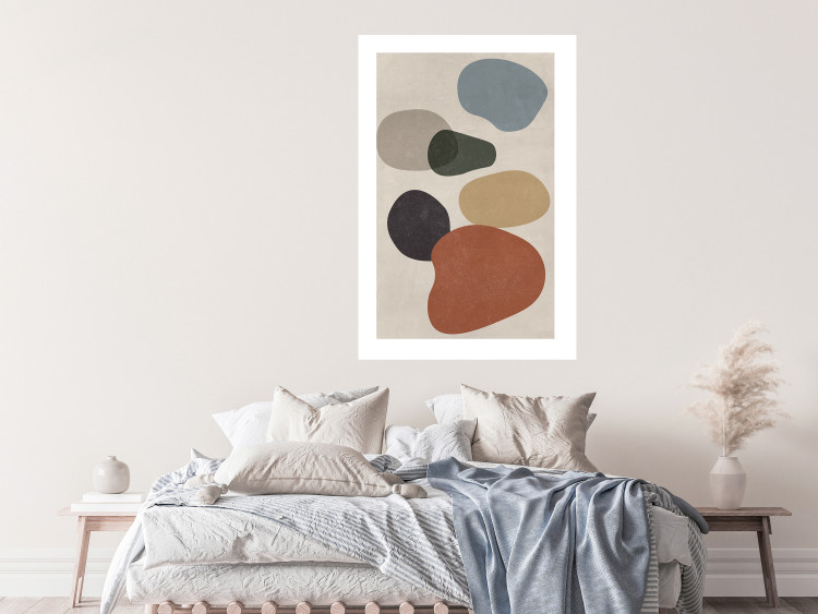 Poster Stone Composition - abstract colorful stones on a gray background 134329 additionalImage 3