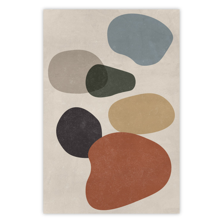 Poster Stone Composition - abstract colorful stones on a gray background 134329