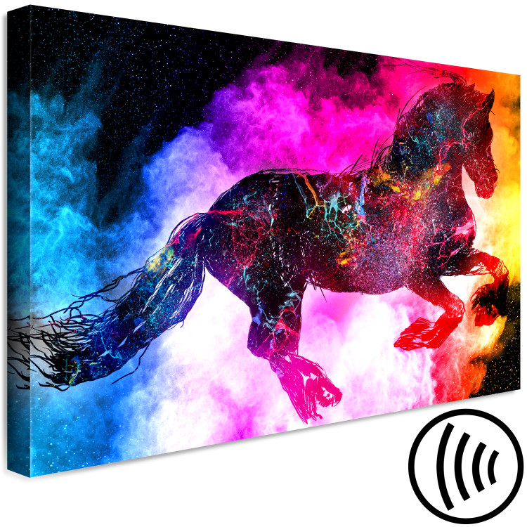 Canvas Art Print Colorful Mist (1-piece) Wide - abstract futuristic horse 135229 additionalImage 6