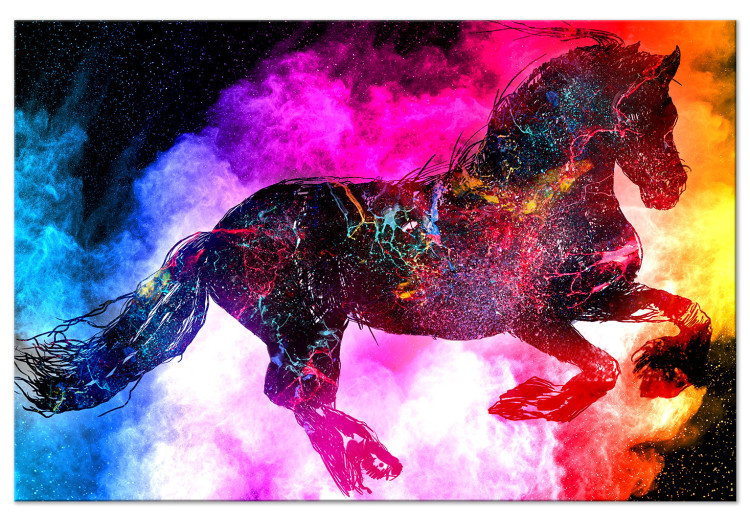 Canvas Art Print Colorful Mist (1-piece) Wide - abstract futuristic horse 135229