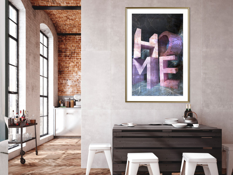 Wall Poster Home in Violets - violet 3D text on an abstract background 135729 additionalImage 2
