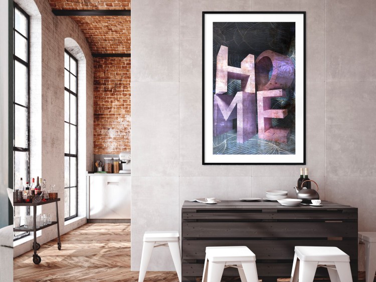 Wall Poster Home in Violets - violet 3D text on an abstract background 135729 additionalImage 3
