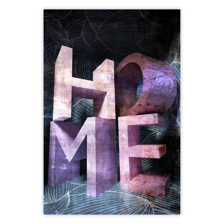 Wall Poster Home in Violets - violet 3D text on an abstract background 135729