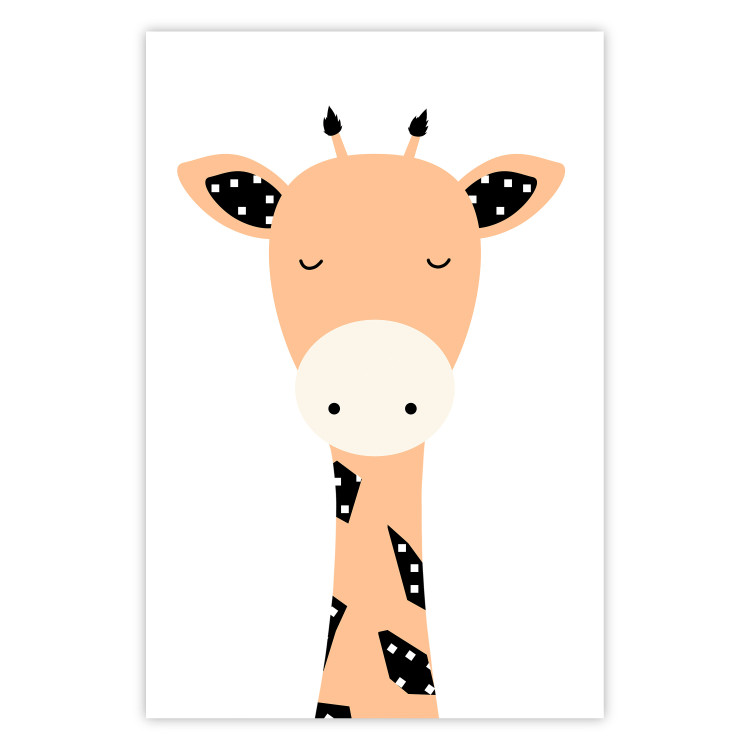 Wall Poster Funny Giraffe - colorful amusing animal on a white contrasting background 138129