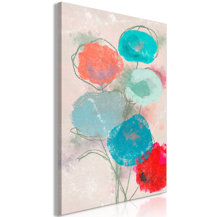 Canvas Spring Bouquet (1-piece) Vertical - abstraction with floral motif 142829 additionalImage 2
