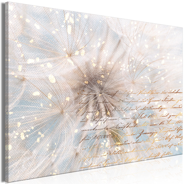 Canvas Print Enchanted Dandelions (1-piece) Wide - floral motif and writings 143129 additionalImage 2