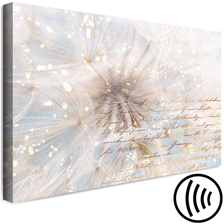 Canvas Print Enchanted Dandelions (1-piece) Wide - floral motif and writings 143129 additionalImage 6