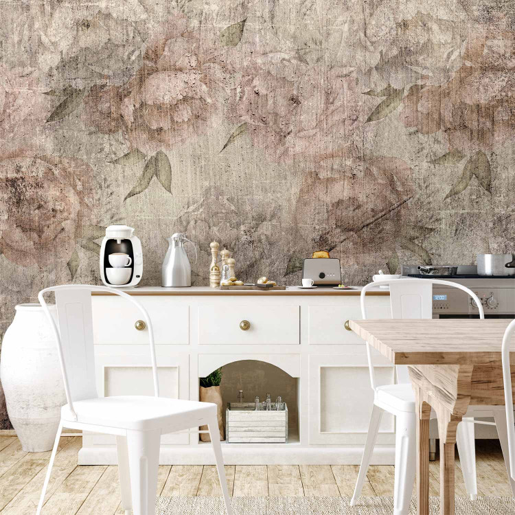 Wall Mural Venetian peonies - flowers on a background with a vintage effect of destruction 143829 additionalImage 6
