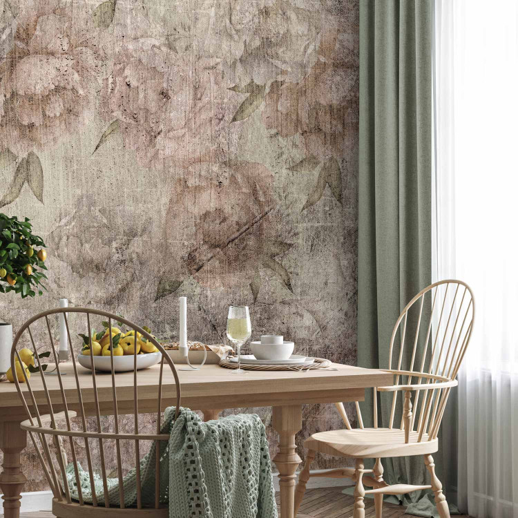 Wall Mural Venetian peonies - flowers on a background with a vintage effect of destruction 143829 additionalImage 4