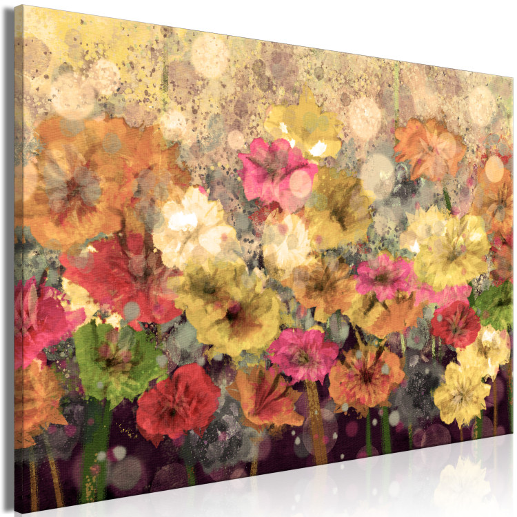 Canvas Art Print Dew on Painted Meadow (1-piece) - spring colorful flowers 144329 additionalImage 2
