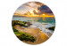 Round Canvas Landscape - Overgrown Stones on the Beach at Sunset 148629