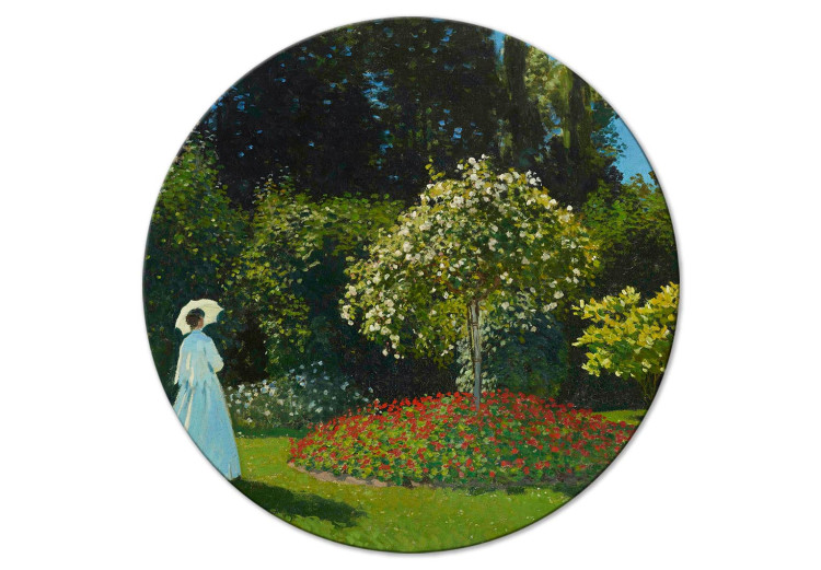 Round Canvas Woman in the Garden by Claude Monet - A Landscape of Vegetation in Spring 148729
