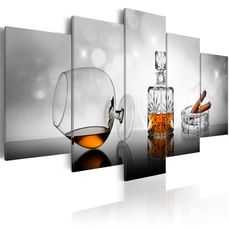 Canvas Art Print Scotch Whiskey in a Decanter (5-piece) - vintage-style composition 149129 additionalImage 2