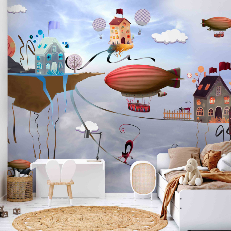 Wall Mural Children’s World of Imagination - Colorful Story, Houses and Cats 149229 additionalImage 4