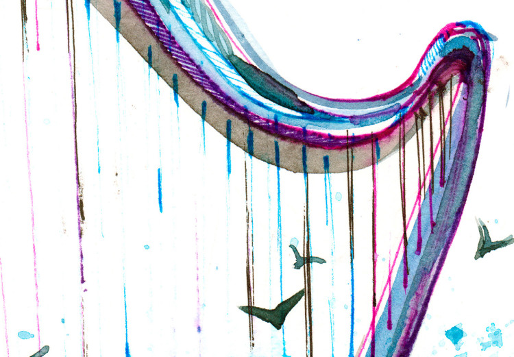 Canvas Print Harp and Waves - Musical Theme With Birds Painted With Watercolor 149829 additionalImage 5