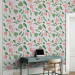 Wallpaper Exotic Pattern - Pink Flamingos and Green Leaves on a White Background 150029 additionalThumb 5