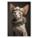 Canvas AI Sphinx Cat - Animal Portrait With Long Ears and Plant Jewelry - Vertical 150129