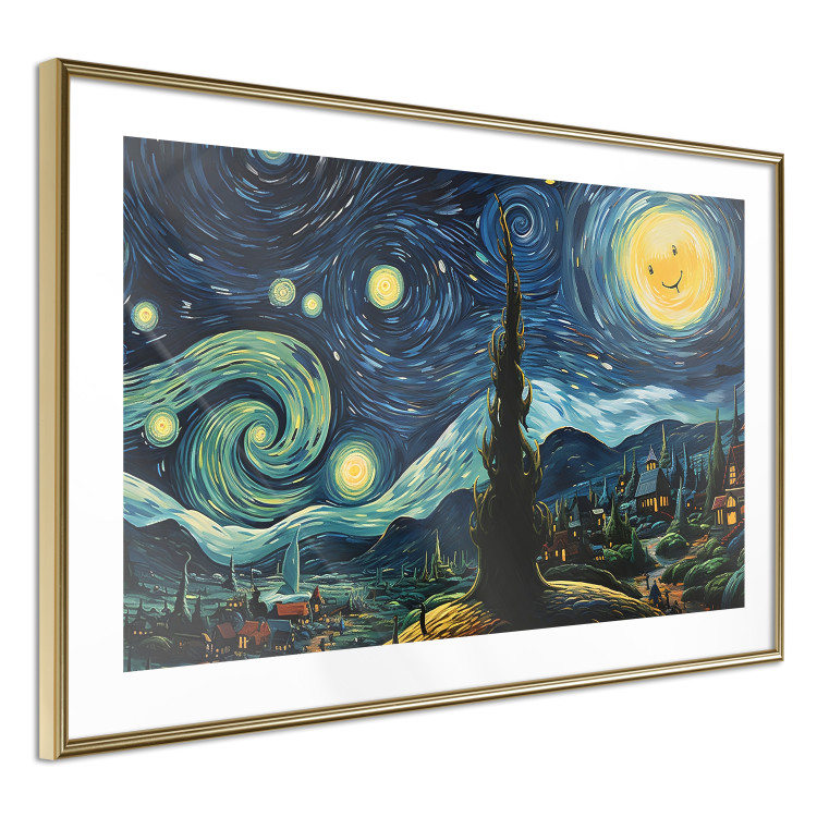 Wall Poster Starry Night - A Landscape in the Moonlight in the Style of Van Gogh 151129 additionalImage 9