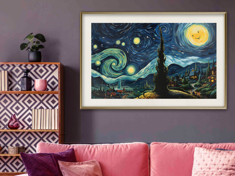 Wall Poster Starry Night - A Landscape in the Moonlight in the Style of Van Gogh 151129 additionalImage 15