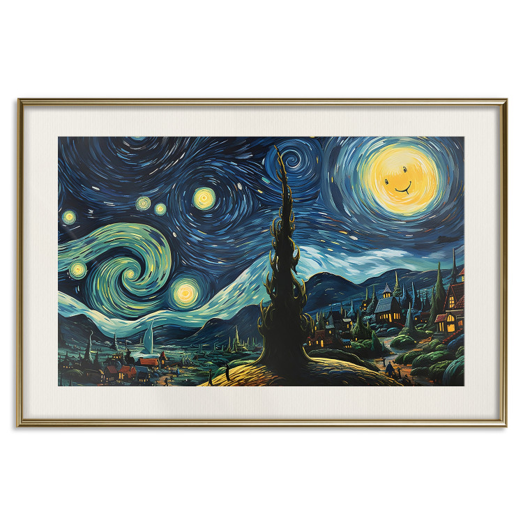 Wall Poster Starry Night - A Landscape in the Moonlight in the Style of Van Gogh 151129 additionalImage 22
