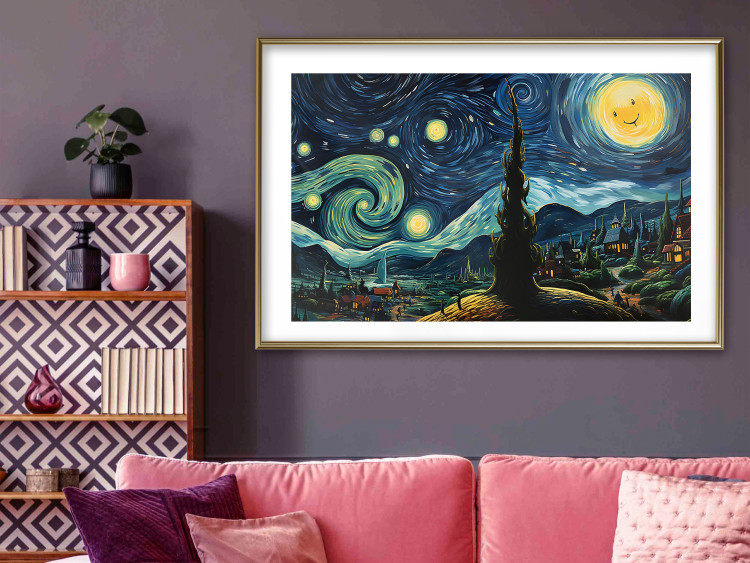 Wall Poster Starry Night - A Landscape in the Moonlight in the Style of Van Gogh 151129 additionalImage 18
