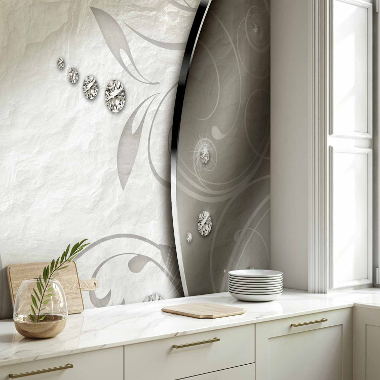 Wall Mural Modern Brilliance - Silver Background with White Diamonds and Wave Effect 60129 additionalImage 7