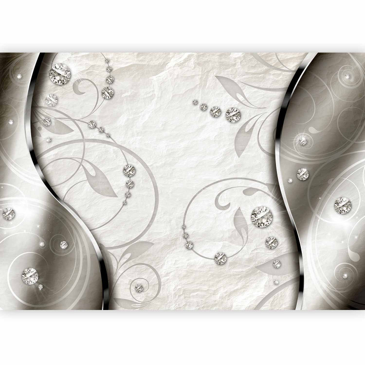 Wall Mural Modern Brilliance - Silver Background with White Diamonds and Wave Effect 60129 additionalImage 1