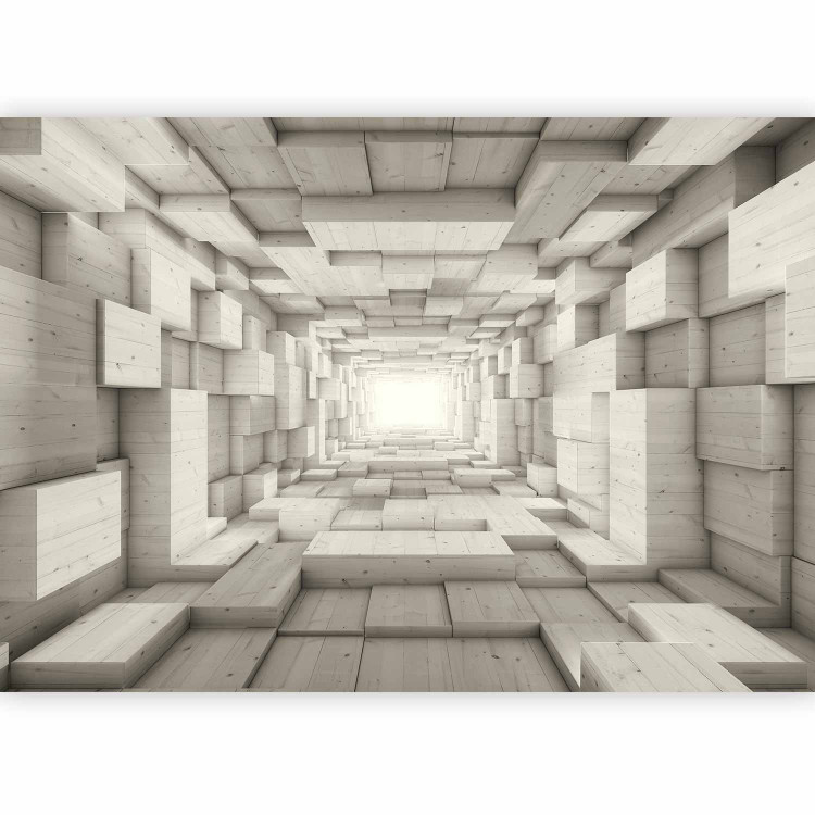 Photo Wallpaper Abstract space - tunnel in bright geometric wooden blocks 90429 additionalImage 1