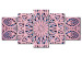 Canvas Art Print Ethnic Pattern (5-part) - Pink Mandala in Geometric Style 94929