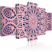 Canvas Art Print Ethnic Pattern (5-part) - Pink Mandala in Geometric Style 94929 additionalThumb 2