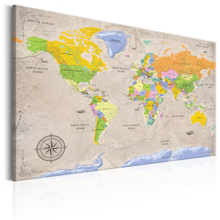 Canvas Unknown Lands (1-part) - Colorful Vintage-Style World Map 95929 additionalImage 2