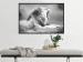 Wall Poster Roaring Lion - black and white composition with a roaring lion on the savanna 116439 additionalThumb 5