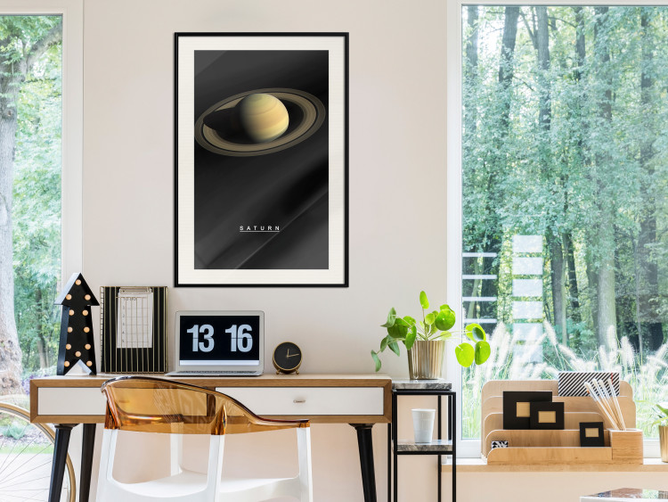 Poster Saturn - lord of moons and English text against a black space backdrop 116739 additionalImage 22