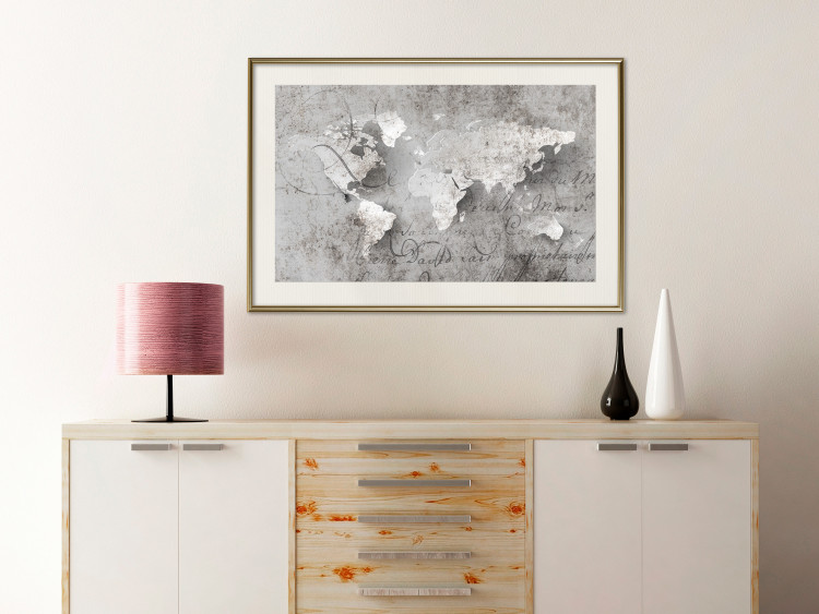 Wall Poster World of Poetry - abstract world map with vintage-style text 117139 additionalImage 21