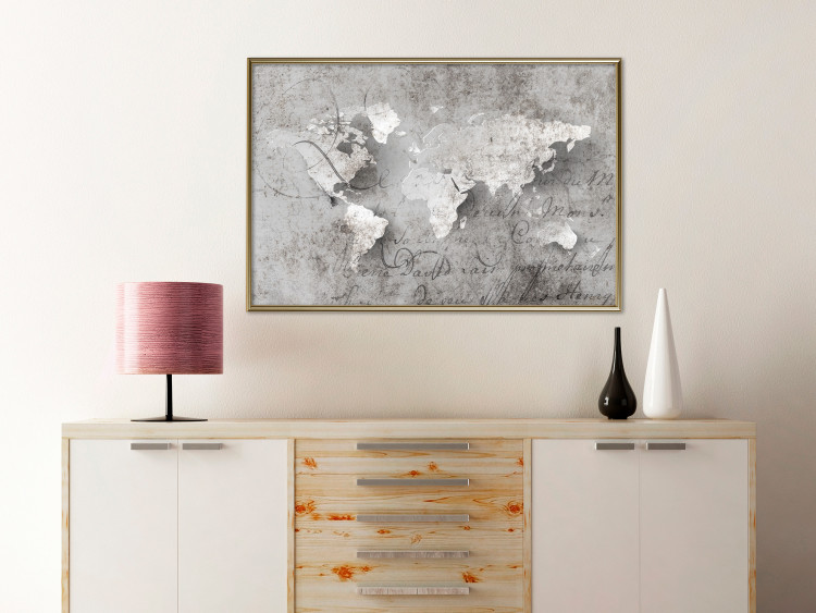 Wall Poster World of Poetry - abstract world map with vintage-style text 117139 additionalImage 5