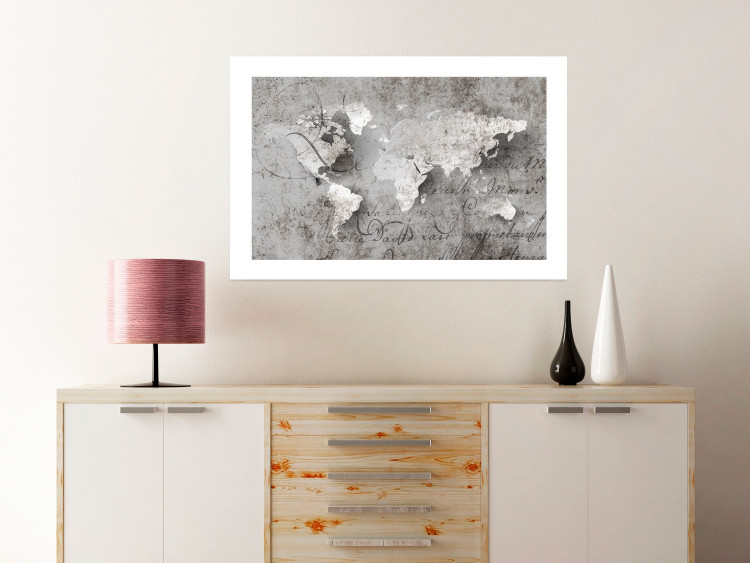 Wall Poster World of Poetry - abstract world map with vintage-style text 117139 additionalImage 2