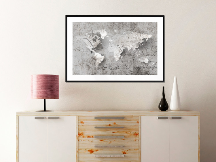 Wall Poster World of Poetry - abstract world map with vintage-style text 117139 additionalImage 6