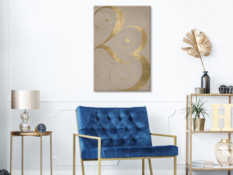 Canvas Print 23 - golden number with an abstract finish on a brown background 117839 additionalImage 3