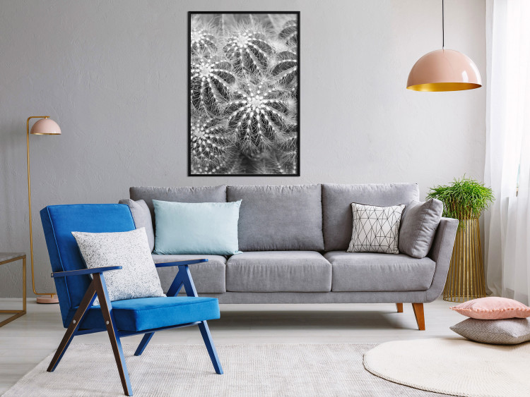 Wall Poster Risky Adventure - black and white composition with prickly plants 117939 additionalImage 3