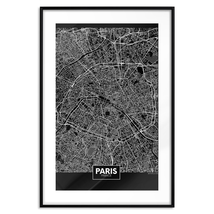 Poster Dark Map of Paris - black and white composition with English inscriptions 118139 additionalImage 15