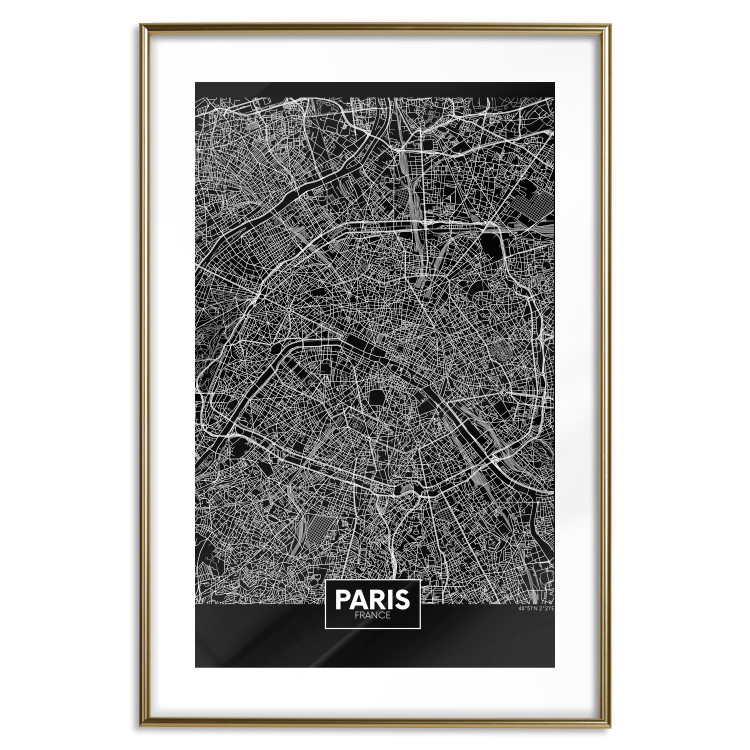 Poster Dark Map of Paris - black and white composition with English inscriptions 118139 additionalImage 14