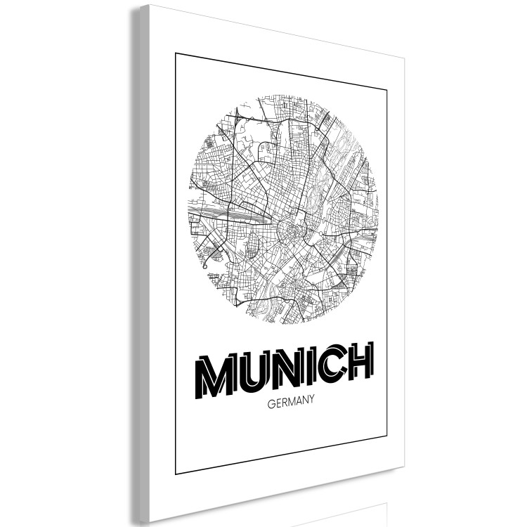 Canvas Print Munich - map of the German city in black and white 118439 additionalImage 2