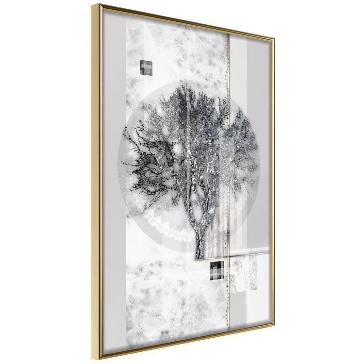 Wall Poster Silver Tree - plant abstraction in shades of gray with figures 118939 additionalImage 12