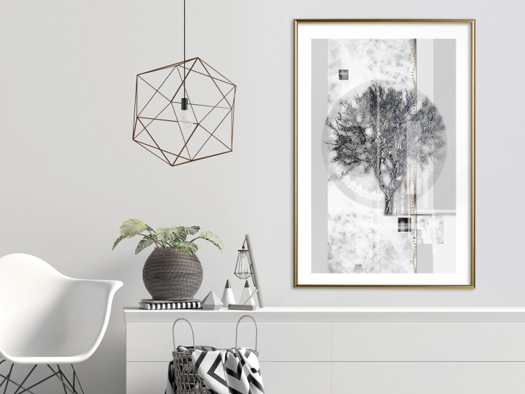 Wall Poster Silver Tree - plant abstraction in shades of gray with figures 118939 additionalImage 13