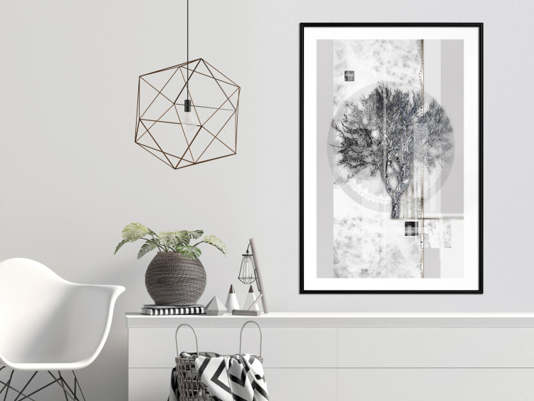 Wall Poster Silver Tree - plant abstraction in shades of gray with figures 118939 additionalImage 4
