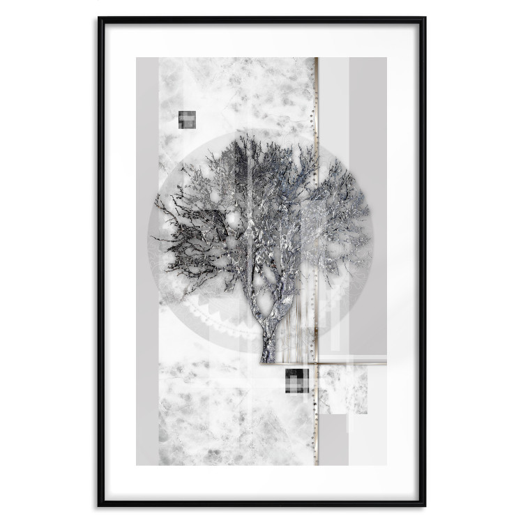 Wall Poster Silver Tree - plant abstraction in shades of gray with figures 118939 additionalImage 15