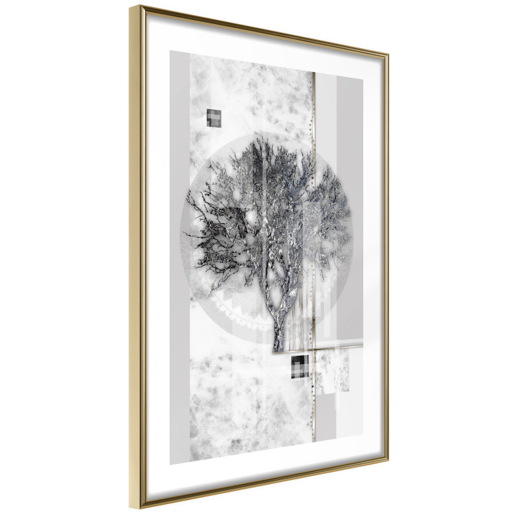 Wall Poster Silver Tree - plant abstraction in shades of gray with figures 118939 additionalImage 6