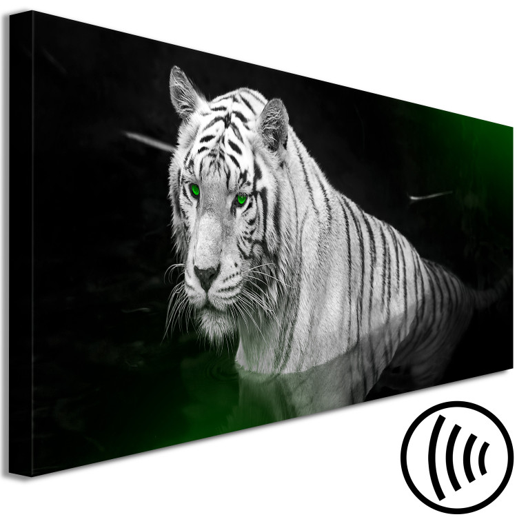 Canvas Print White tiger in the water - a photo of an animal with green eyes 123339 additionalImage 6