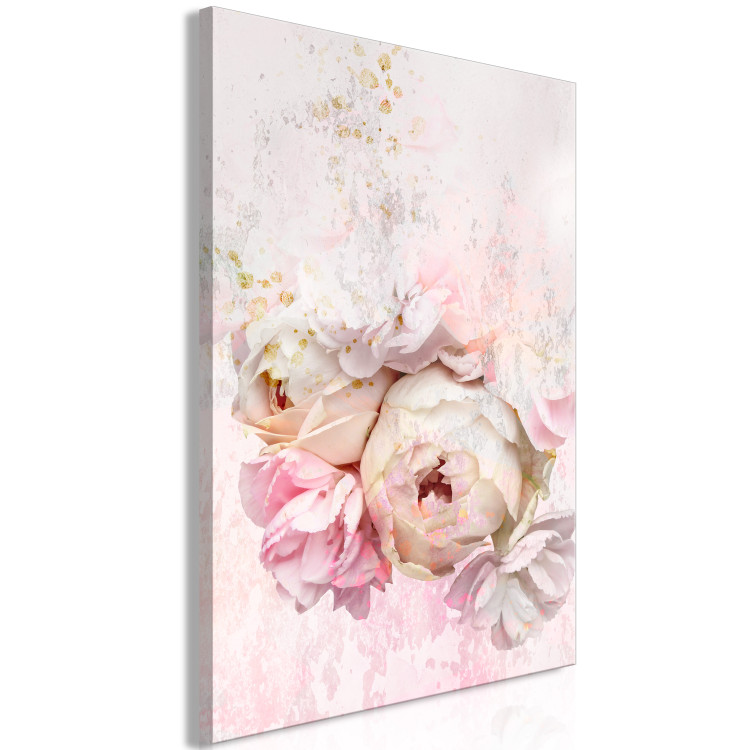 Canvas Art Print Melancholic Pink (1-part) vertical - flower in shabby chic style 127539 additionalImage 2