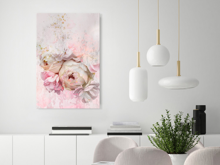 Canvas Art Print Melancholic Pink (1-part) vertical - flower in shabby chic style 127539 additionalImage 3